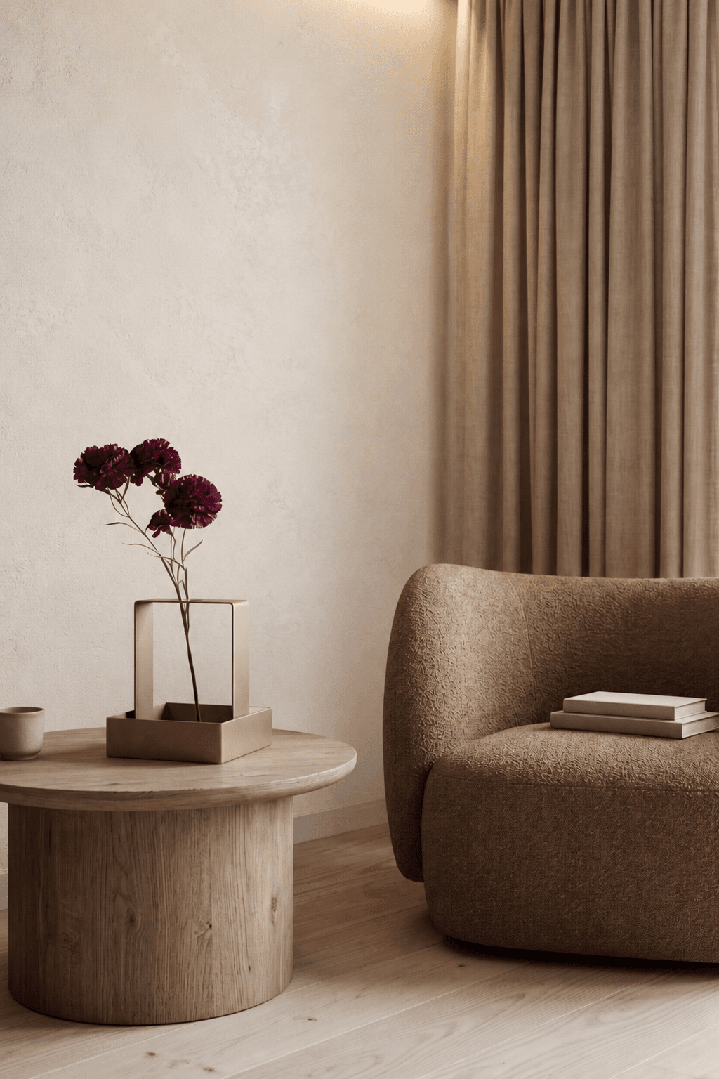 Mettali vase in a styled living room